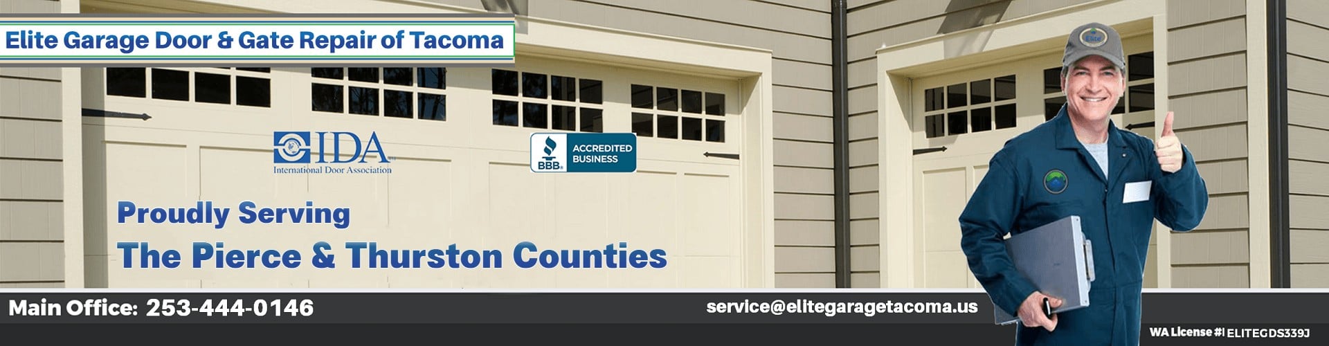 Elite® Garage Door & Gate Repair Of Tacoma WA & Pierce County - Main Banner